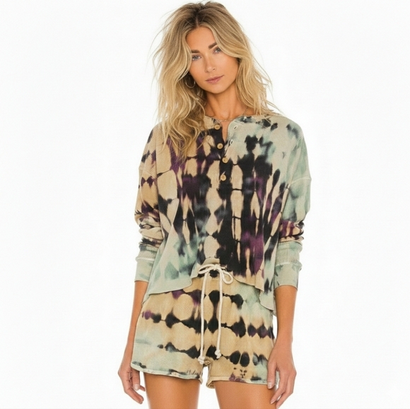 Free People Tops - Rare Free People Revolve Daydreamer Tie-Dye Henley Top and Shorts Set Suze Xs